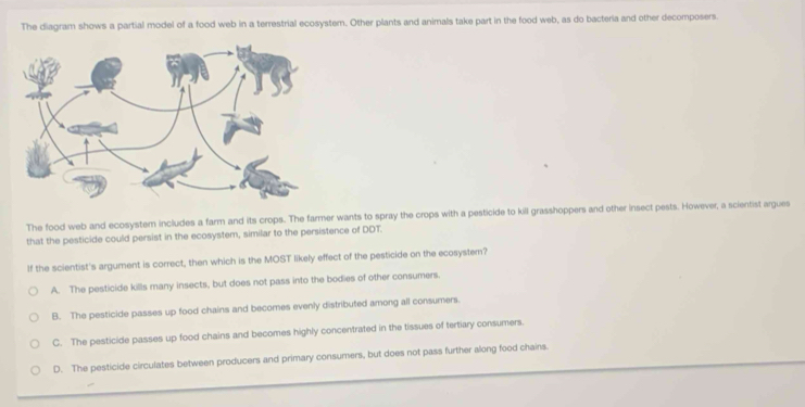 Solved: The diagram shows a partial model of a food web in a ...