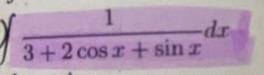  1/3+2cos x+sin x dx