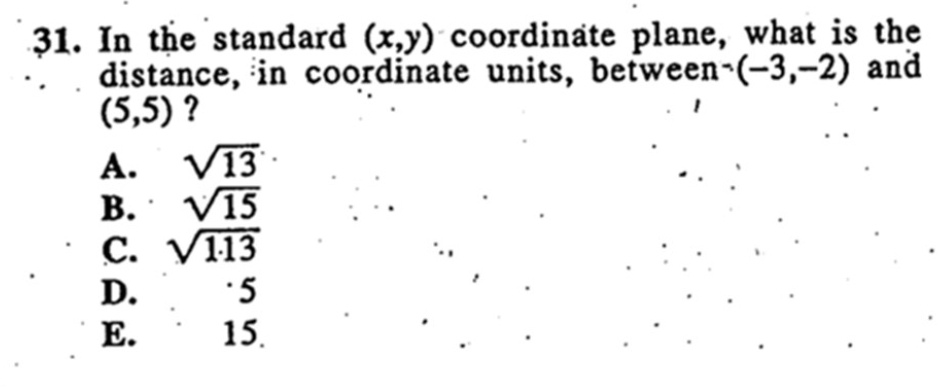 تم الحل:In the standard (x,y) coordinate plane, what is the distance ...