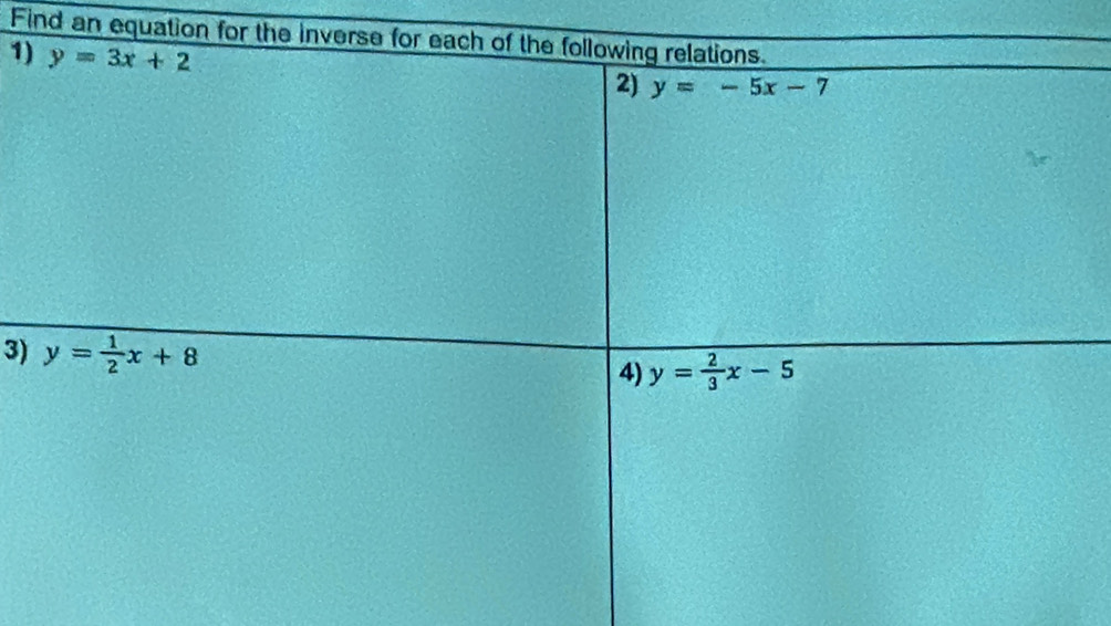 Find an equation for th
1
3)