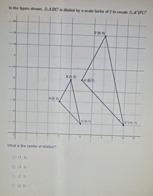 In the Sgure shown. △ ABC
(1,1)
(3,1)
(2,1)
(0,0)