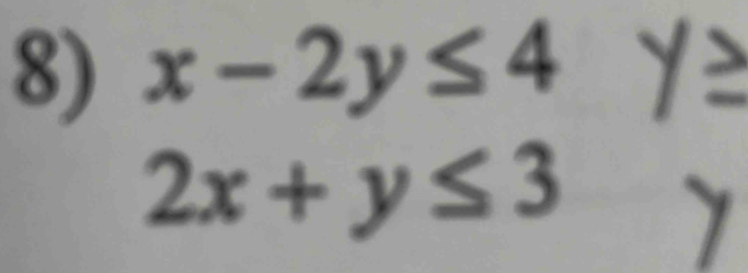 x-2y≤ 4
2x+y≤ 3