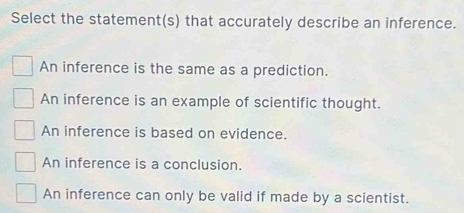 Solved: Select the statement(s) that accurately describe an inference ...