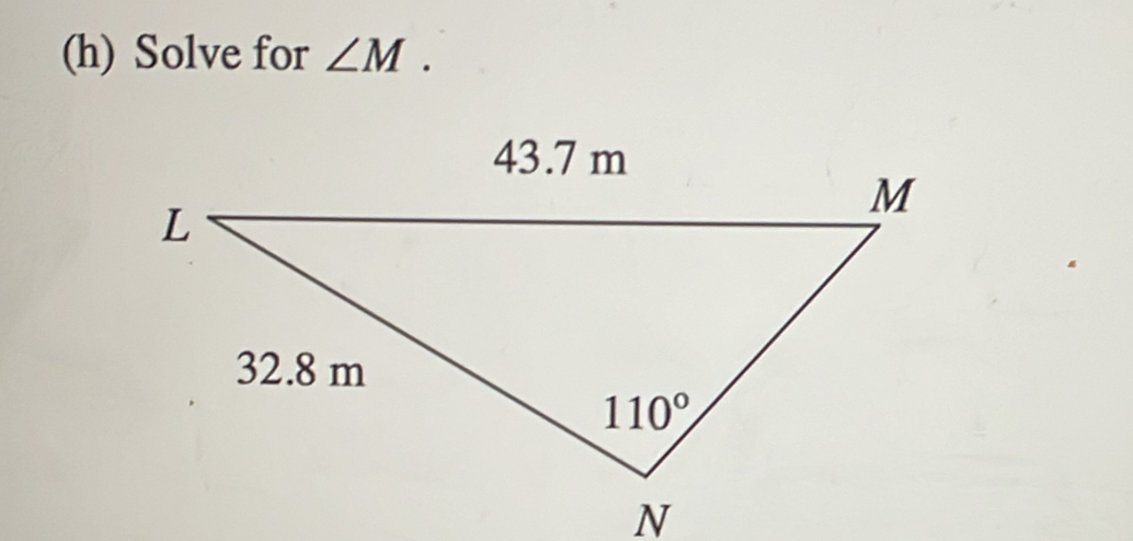 Solve for ∠ M.