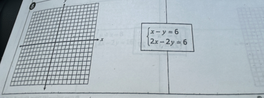 y
beginarrayl x-y=6 2x-2y=6endarray.