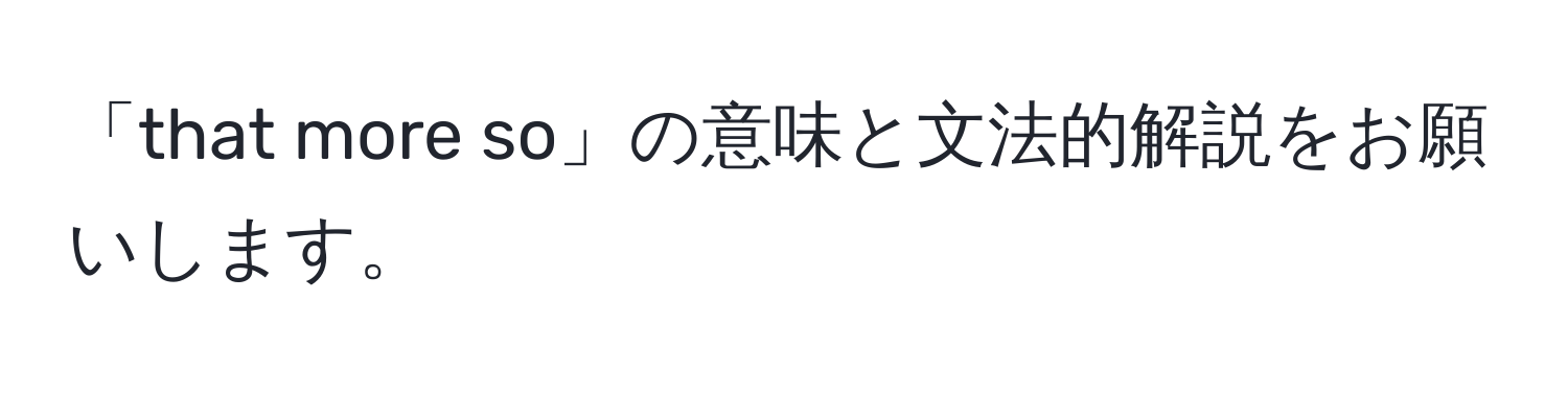 「that more so」の意味と文法的解説をお願いします。