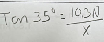 Tcos 35°= (10.3N)/X 