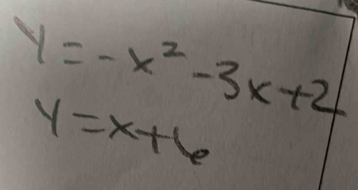 y=-x^2-3x+2
y=x+6