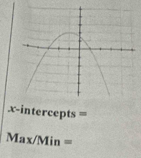 x-intercepts =
Max/Min=