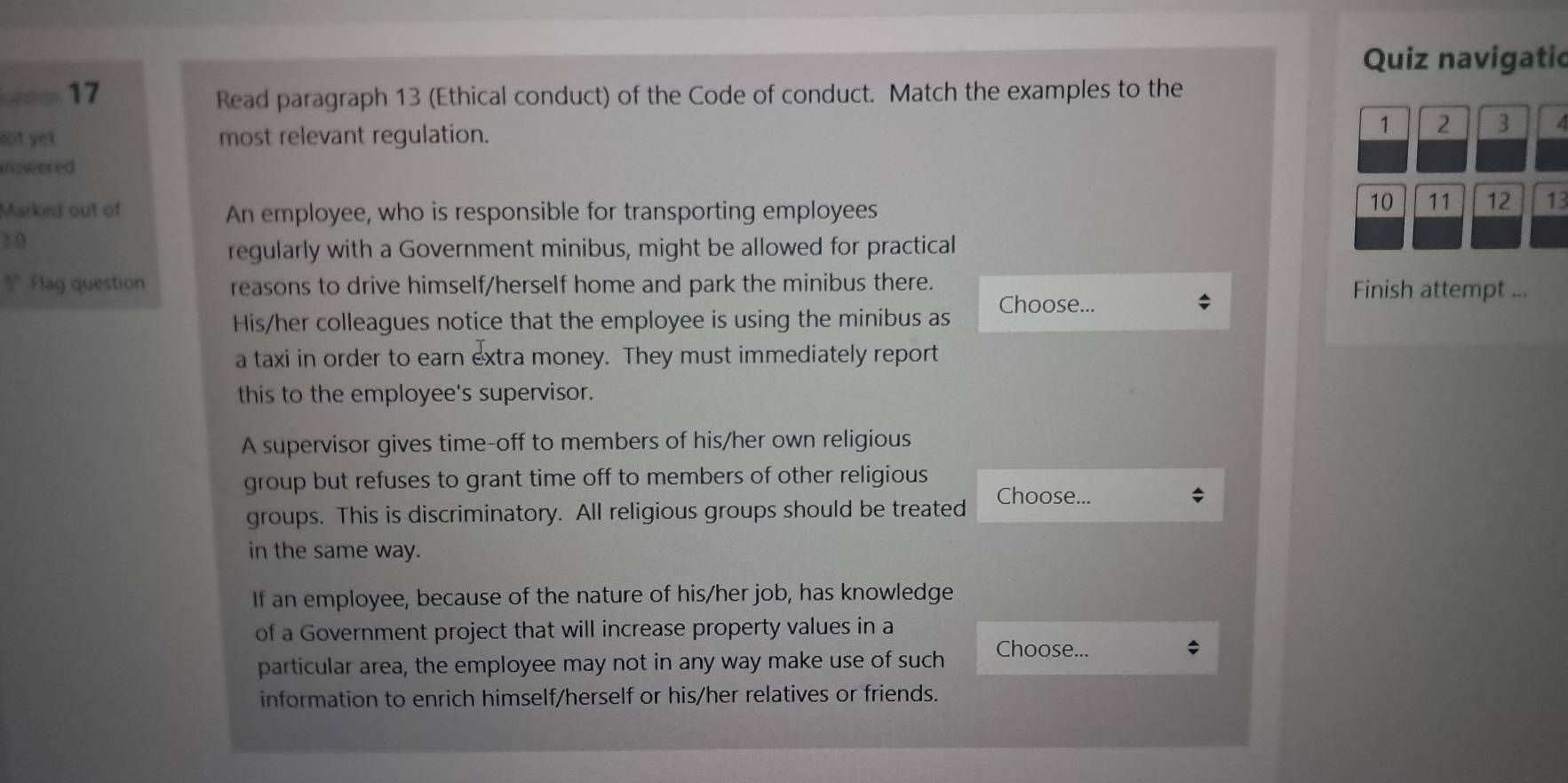 Solved: Quiz navigatic seton 17 Read paragraph 13 (Ethical conduct) of ...