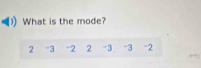 What is the mode?
2 -3 -2 2 -3 -3 -2