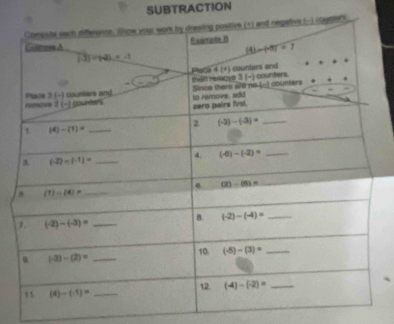 SUBTRACTION