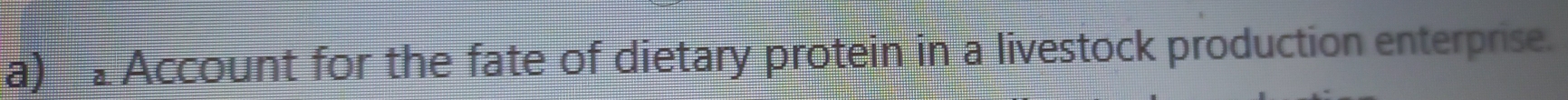 Account for the fate of dietary protein in a livestock production enterprise.