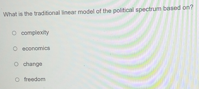 Solved: What is the traditional linear model of the political spectrum ...