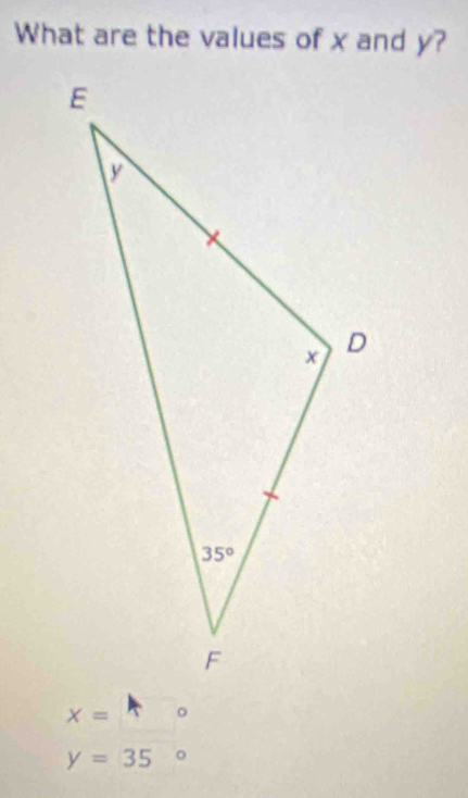 What are the values of x and y?
X= 。
y=35 。