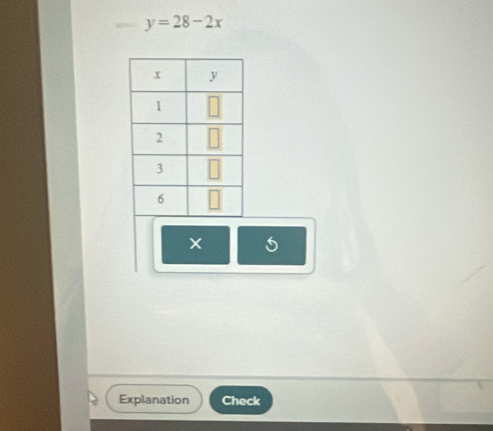 y=28-2x
Explanation Check