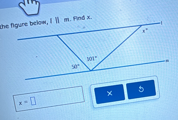 Find x.
×
x=□