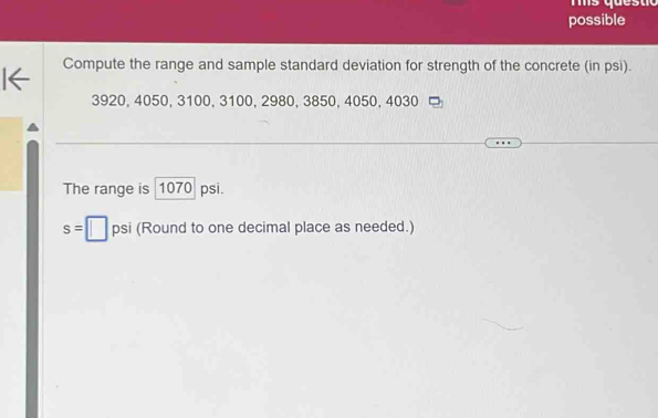 Solved: possible Compute the range and sample standard deviation for ...