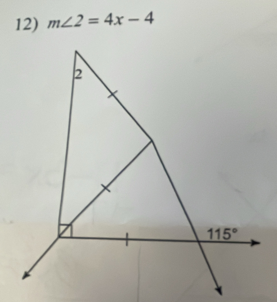 m∠ 2=4x-4