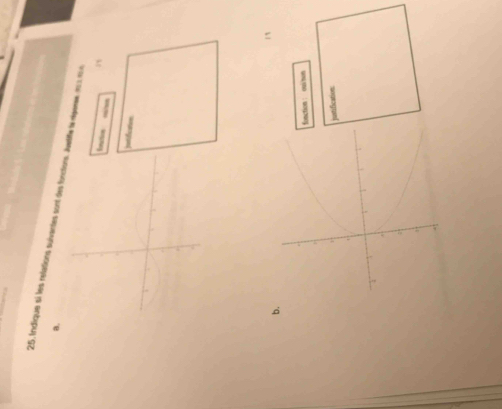 25, Indique si les relations suivantes sont des f Juetite le rigene, n n e 
Encion 
jutificative 
b. 
fonction ： oui/non 
justification: