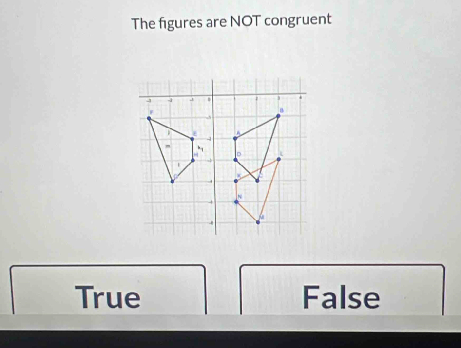 The figures are NOT congruent
True False