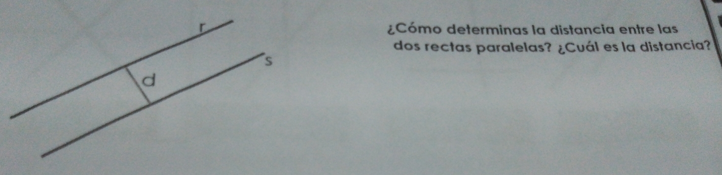 ¿Cómo determinas la distancia entre las 
dos rectas paralelas? ¿Cuál es la distancia?