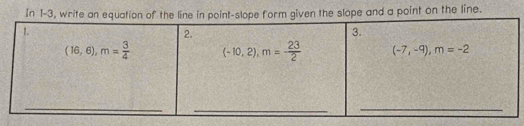 In 1slope and a point on the line.