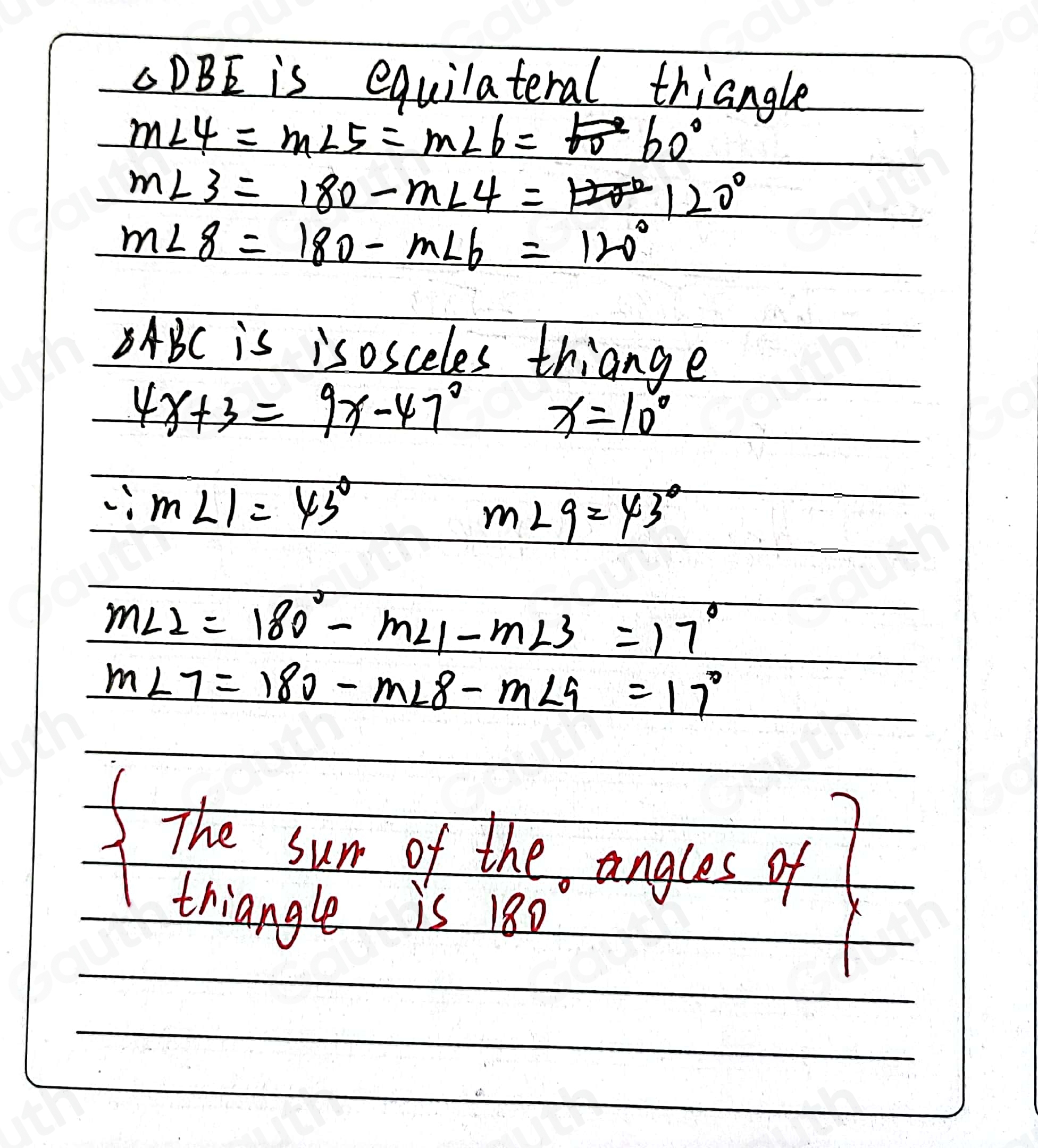 Solved: If ABC is an isosceles triangle and DBE is an equilateral ...