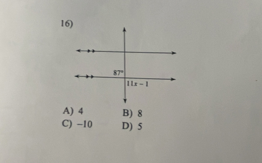 A) 4 B) 8
C) -10 D) 5