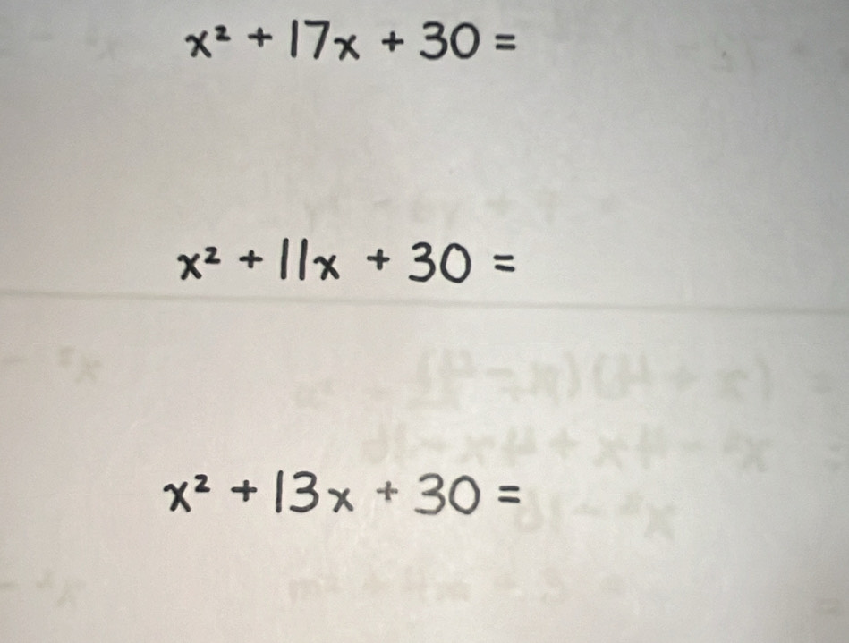 x² + 17x + 30 =