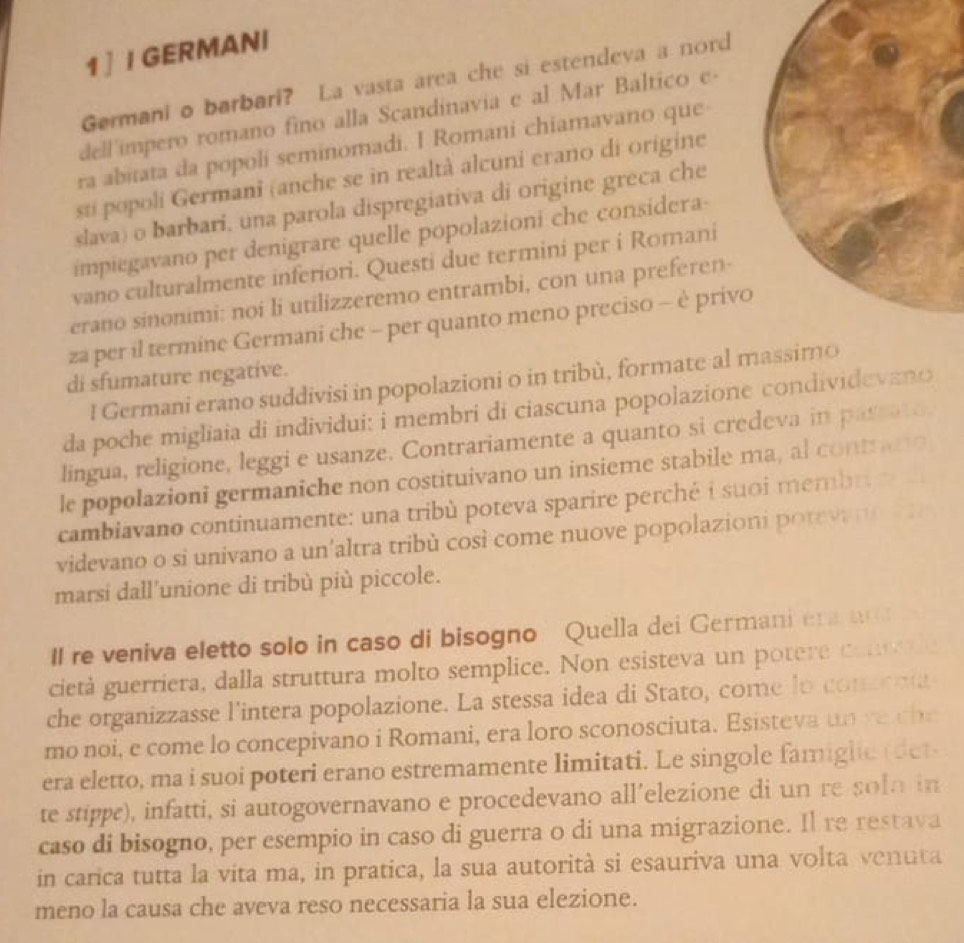 Risolto:1 ] I GERMANI Germani o barbari? La vasta area che si estendeva ...