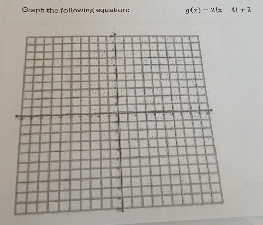 Graph the following equation: g(x)=2|x-4|+2