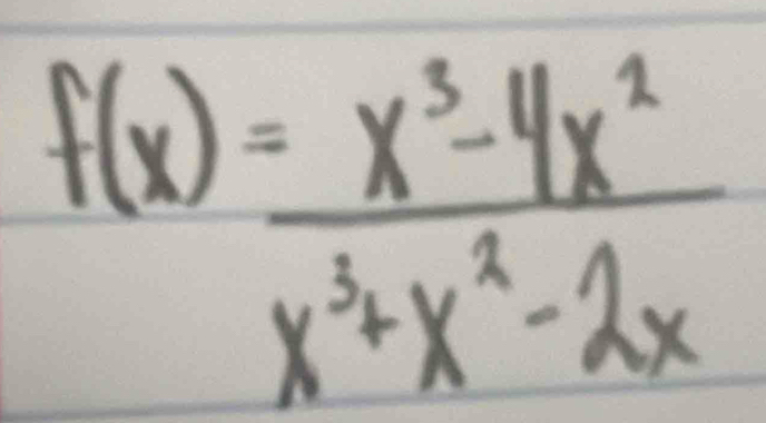 f(x)= (x^3-4x^2)/x^3+x^2-2x 