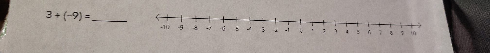 3+(-9)= _