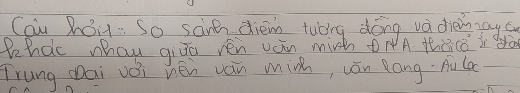 Cau hoit" So san diem twong dōng va diemay a 
Pehdc mhau giāo rén ván minh A thàico i à 
Trung (ai vǒi néw ván min, ¢án Záng -·Au Ca