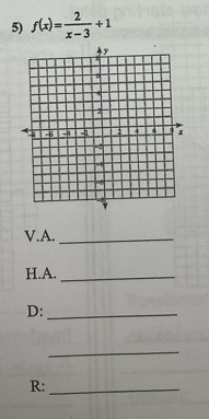 f(x)= 2/x-3 +1
V.A._ 
H.A._ 
D:_ 
_ 
R:_