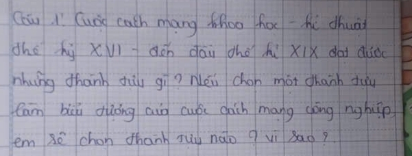 Chu 1 (uòg cath mang thoo hor-He dhua 
dhe hú xVi aon dāi àhé hí xix dài dǎà 
nhung thanh tiu gi? Néi chon màt chanh duu 
Cam biài diōng aun cupi dàich mang dōng nghiip 
em sē chon chanh Juù nǎio q vì bao?