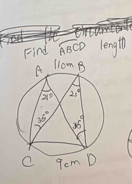 Find widehat ABCD length