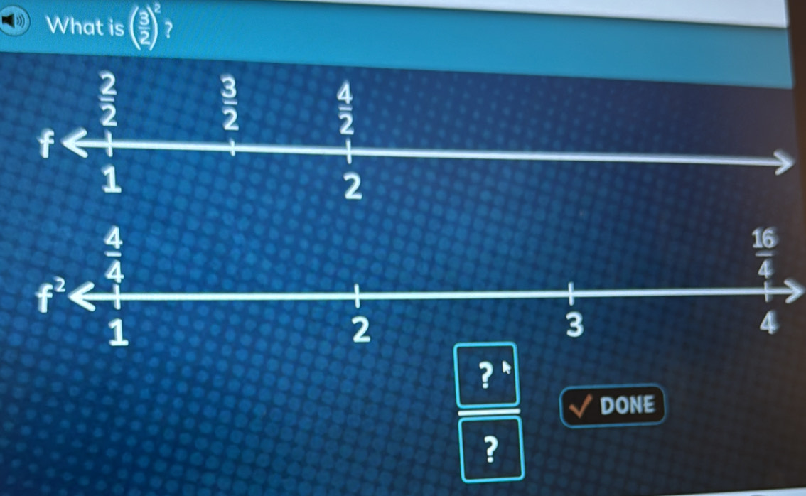 What is ( 3/2 )^2 ?
? k
DONE
?