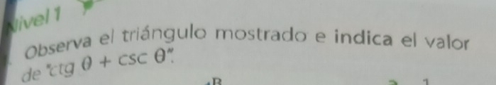 Nivel 1 
Observa el triángulo mostrado e indica el valor 
de csc θ +csc θ°
R