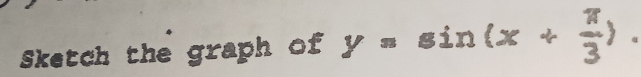 Sketch the graph of y=sin (x+ π /3 ).