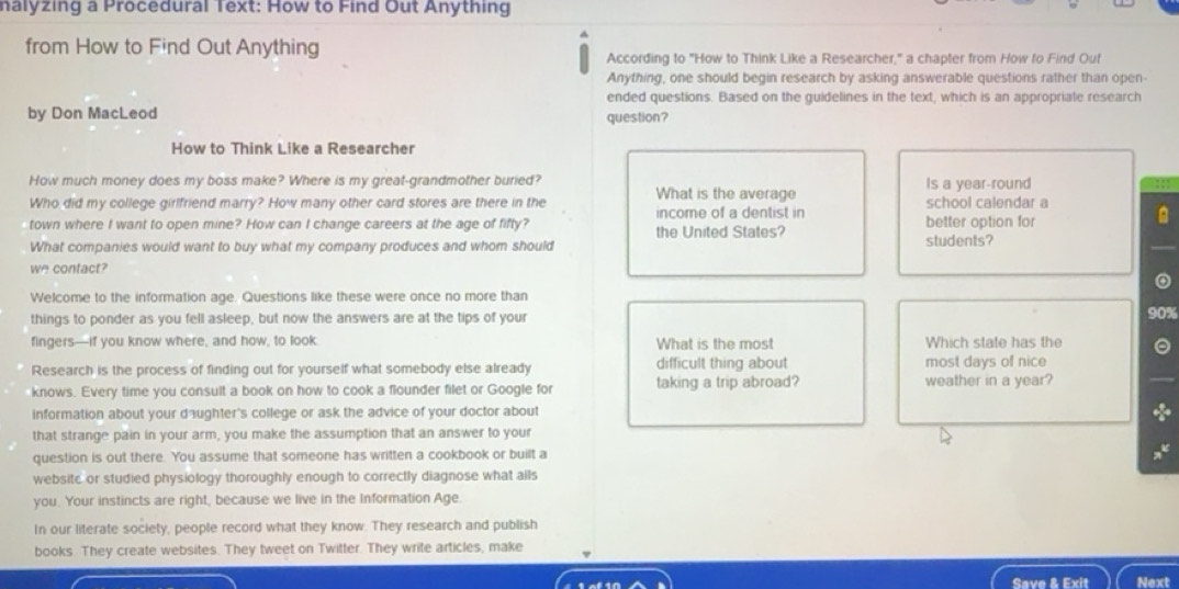 Solved: halyzing a Procedural Text: How to Find Out Anything from How ...