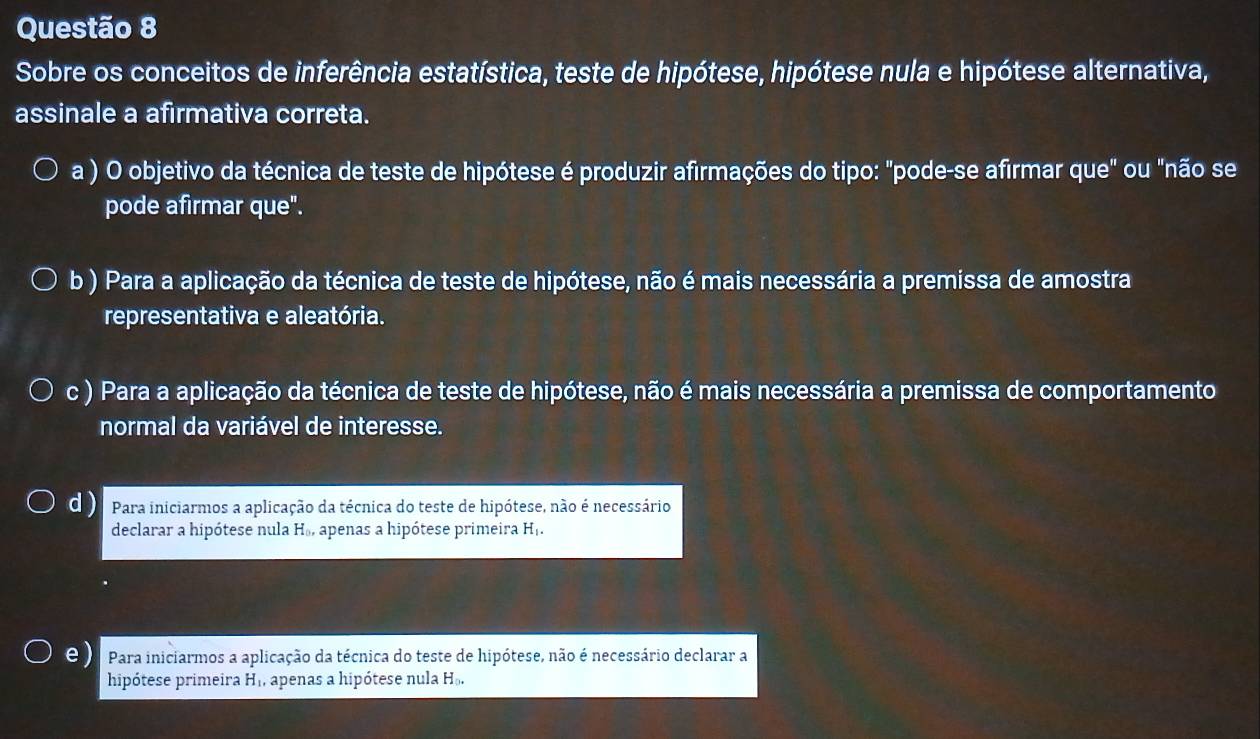 Resolvido:Sobre os conceitos de inferência estatística, teste de ...
