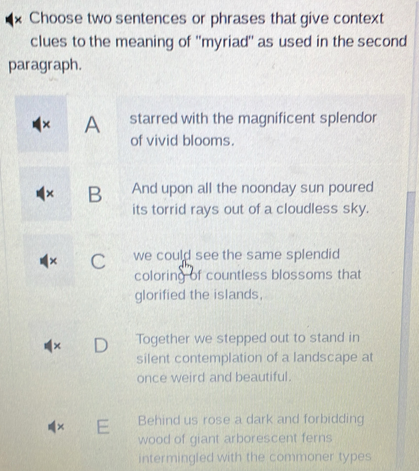 Solved: Choose two sentences or phrases that give context clues to the ...