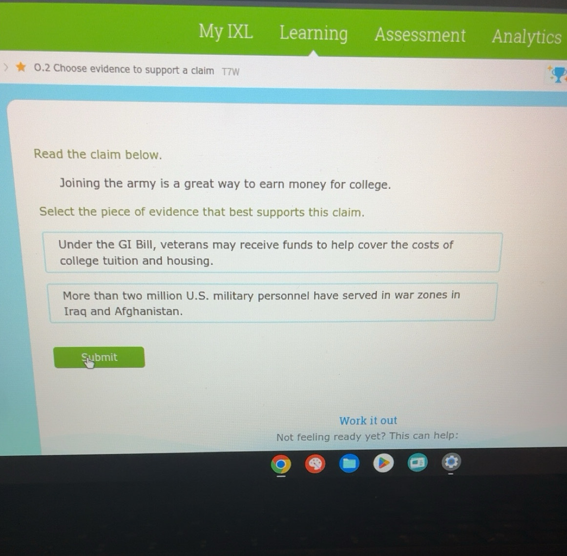 Solved: My IXL Learning Assessment Analytics 0.2 Choose evidence to ...
