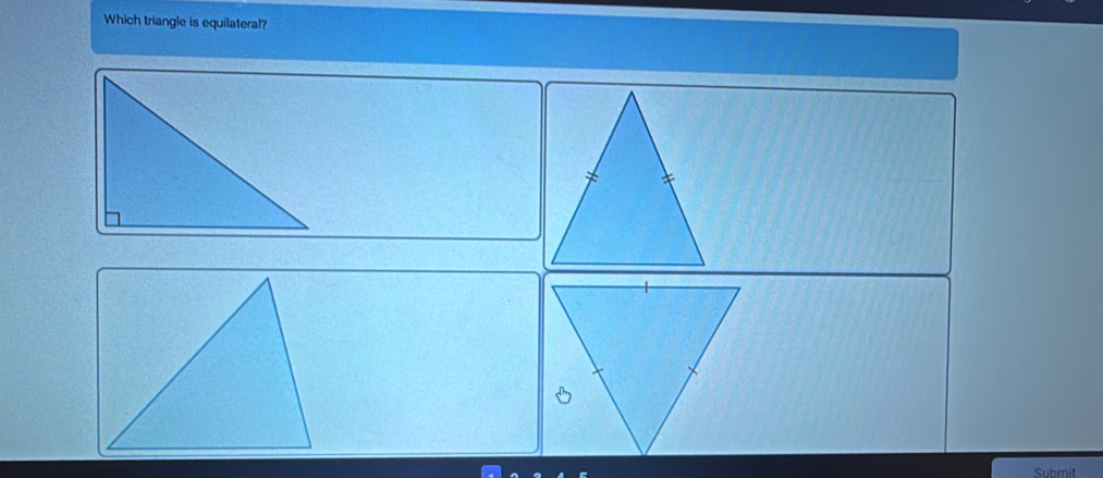 Which triangle is equilateral? 
Submit