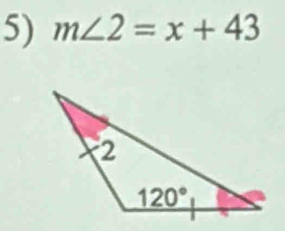 m∠ 2=x+43