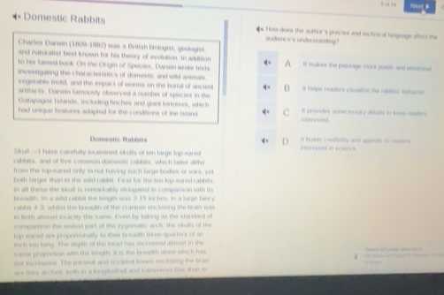 Risolto:Domestic Rabbits How does the author's precise and techrical ...