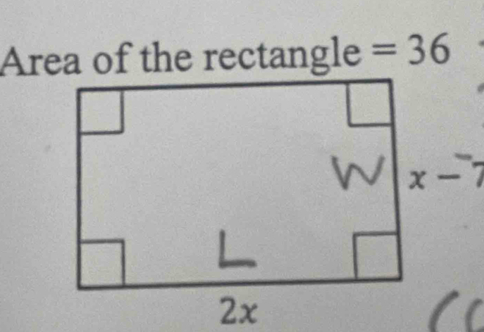 Area of the rectangle =36