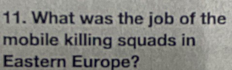 What was the job of the 
mobile killing squads in 
Eastern Europe?